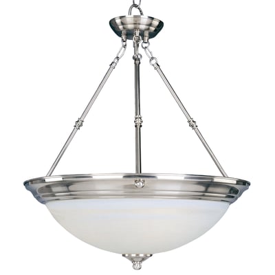 Maxim Lighting Essentials Bowl Pendant with Satin Nickel finish, featuring a sleek glass shade suspended from a steel frame, providing elegant overhead lighting.