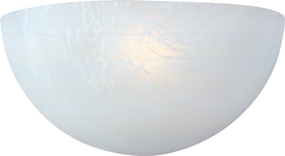 Maxim Lighting Essentials Dome Wall Sconce in white finish with a glass dome shade mounted on a steel base, illuminating softly against a wall.