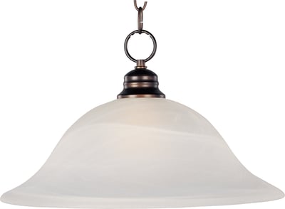 Maxim Lighting Essentials Pendant in Oil Rubbed Bronze finish, featuring a sleek steel frame with a glass shade, elegantly hanging in a modern setting.