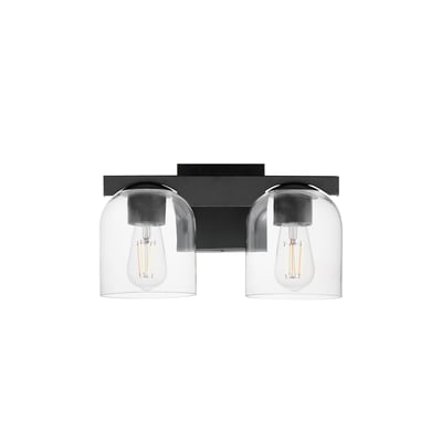 Maxim Lighting Scoop Bathroom Vanity Light with a sleek black steel frame and elegant glass shades, providing modern illumination for any bathroom setting.