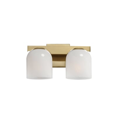 Maxim Lighting Scoop Bathroom Vanity Light in Natural Aged Brass finish, featuring a sleek design with steel and glass elements.