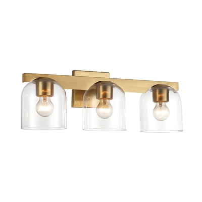 Maxim Lighting Scoop Bathroom Vanity Light in Natural Aged Brass finish, featuring a sleek design with steel and glass elements.