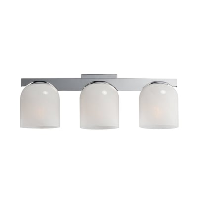 Maxim Lighting Scoop Bathroom Vanity Light in Polished Chrome finish with steel and glass construction, featuring a sleek, modern design with curved elements.