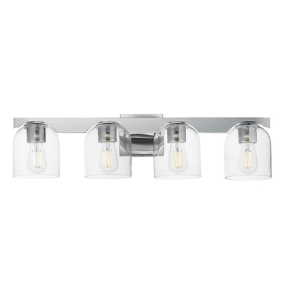 Maxim Lighting Scoop Bathroom Vanity Light with a sleek design in polished chrome finish, featuring steel and glass elements for a modern look.