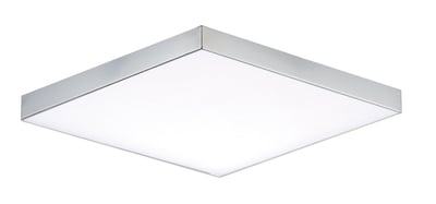 Maxim Lighting Trim Flush Mount in polished chrome finish, featuring a sleek polycarbonate and steel design, elegantly illuminating the space.