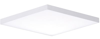 Maxim Lighting Trim Flush Mount with a white polycarbonate shade and steel frame, providing a sleek and modern ceiling light fixture.