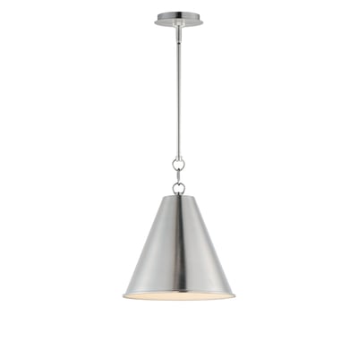 Maxim Lighting Veritas Pendant in Satin Nickel finish, featuring a sleek steel frame with a modern design, hanging elegantly from the ceiling.