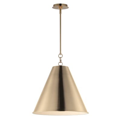 Maxim Lighting Veritas Pendant in Heritage finish, featuring a sleek steel design with a modern, elegant silhouette, hanging from a chain.