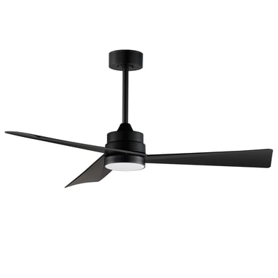 Maxim Lighting Vortex Outdoor Ceiling Fan with Light in Black finish, featuring a sleek Steel frame and modern design, ideal for outdoor spaces.