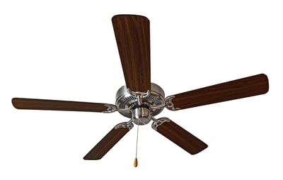 Maxim Lighting Basic-Max Indoor Ceiling Fan in Satin Nickel with Walnut and Pecan finish, made of steel and MDF.