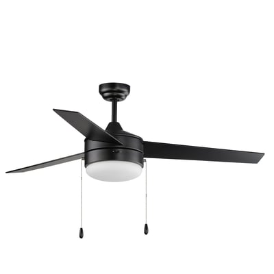 Maxim Lighting Trio LED Ceiling Fan with Pull Chain in Black with Walnut finish, featuring a sleek steel design and modern aesthetic.