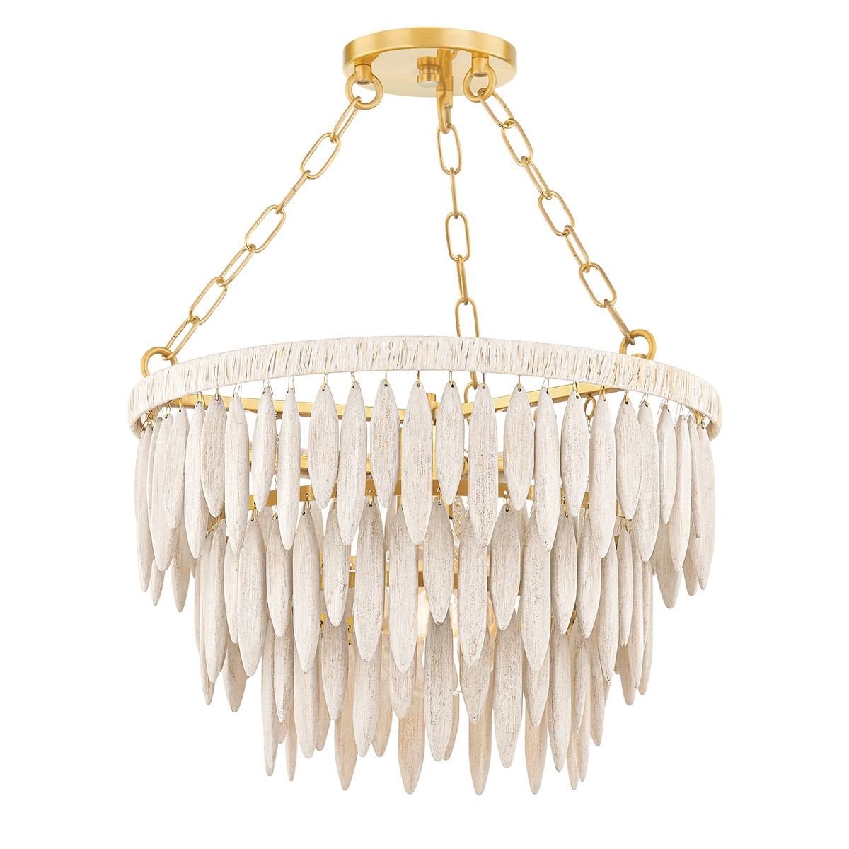 chii◎ Rylee 4 Light Matte White Chandelier White Wood Beads 16.5