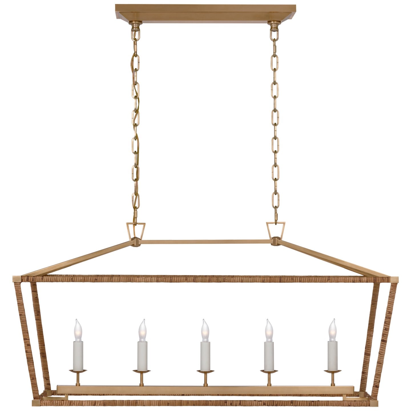 Visual Comfort Signature Darlana Rattan Wrapped Linear Chandelier ...
