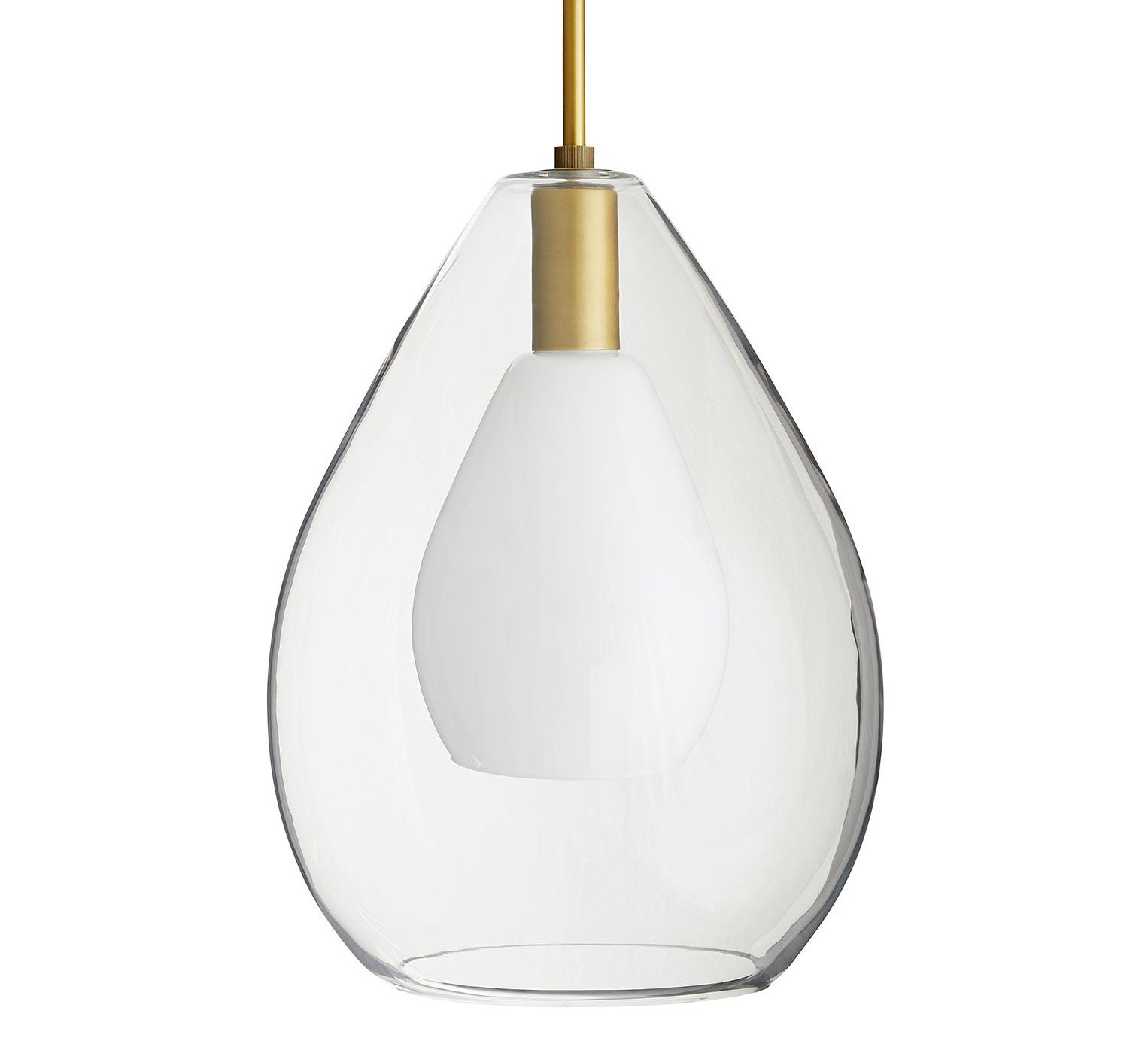 Silio - 1 light brushed brass and opal pendant