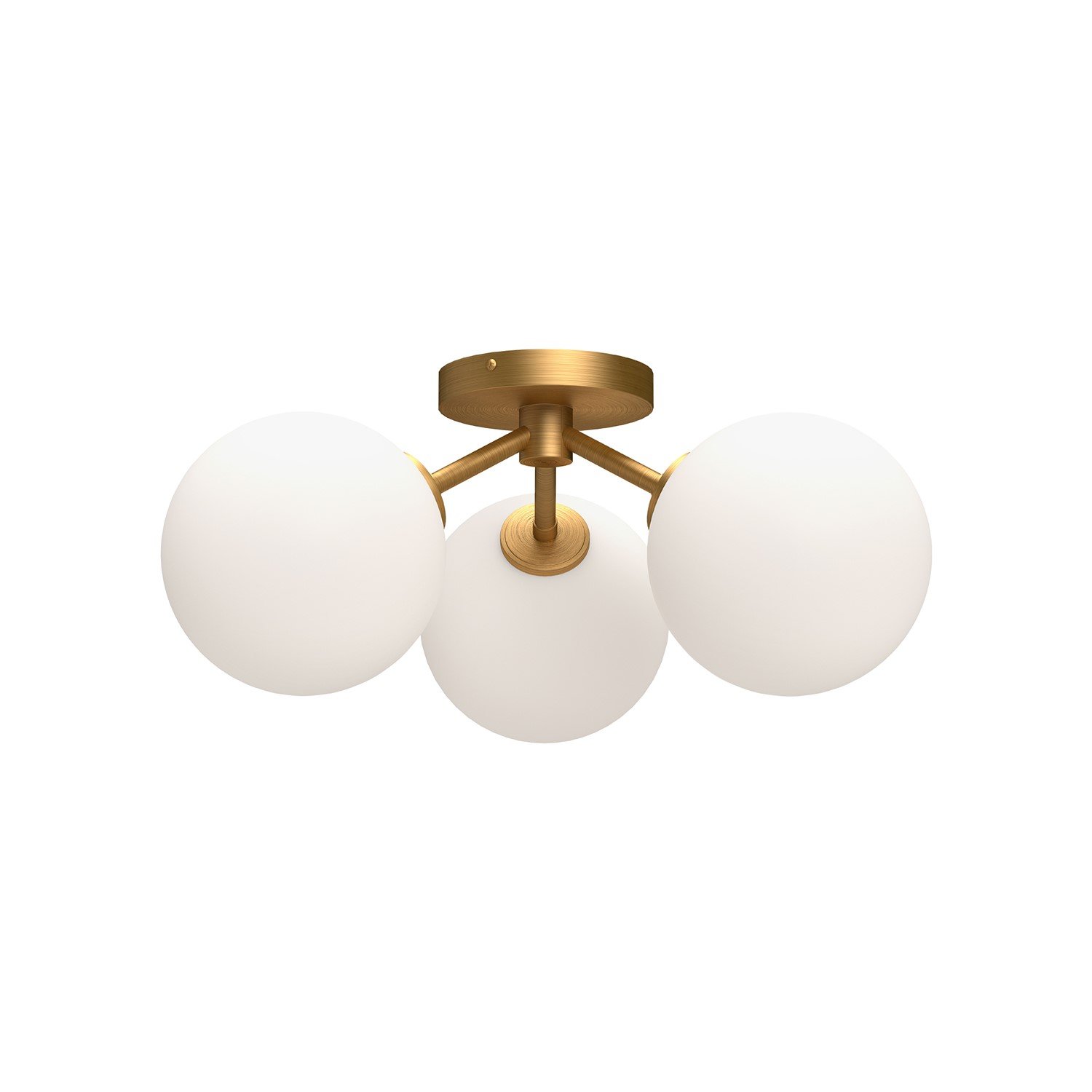 Visual Comfort Rosehill Antique Brass Metal White Glass Flush Mount - Small  Large (Between 16 - 19 wide)