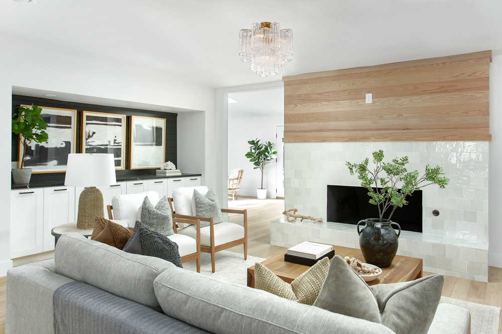 Addis Semi-Flush Ceiling Mount in a living room