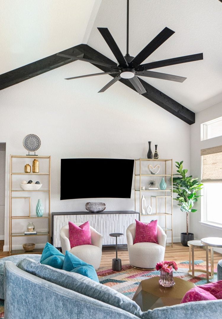 ceiling design for living room with ceiling fan